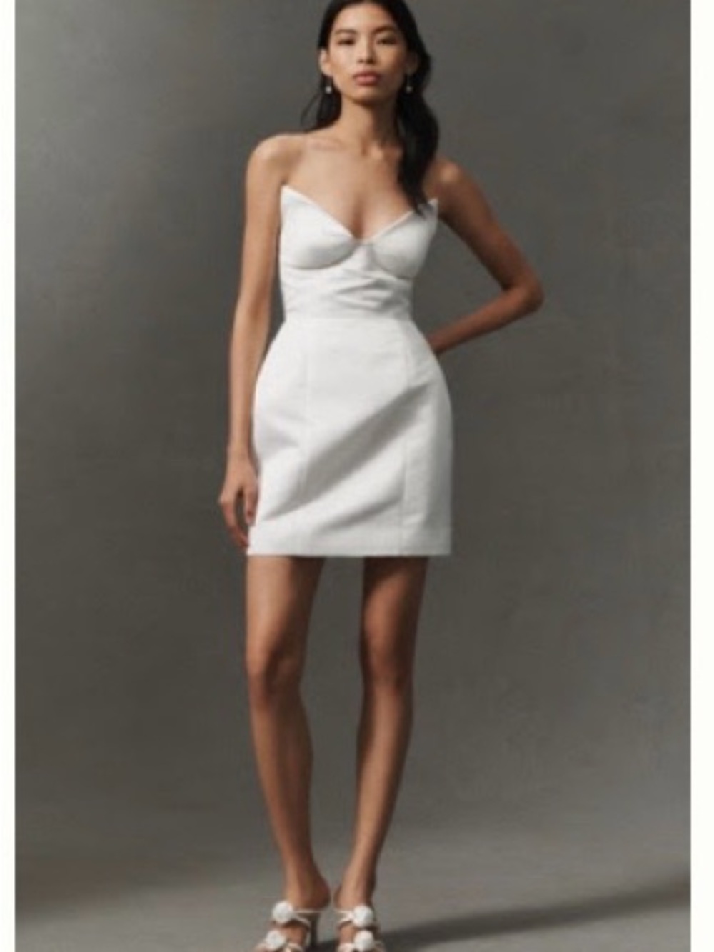 Strapless White Mini Dress with Sculpted Bust